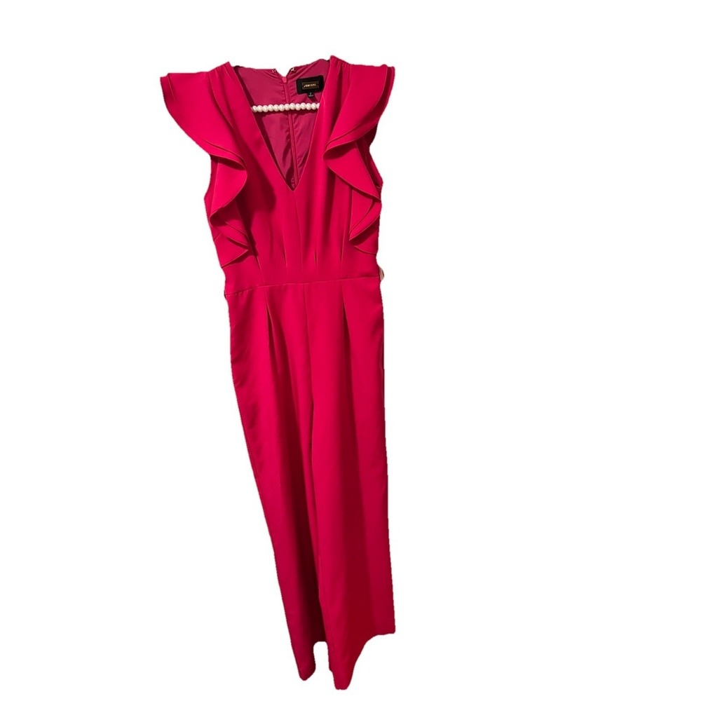 Alexia Admor Hot Pink Wide Leg Flutter Sleeves Jumpsuit SZ 2